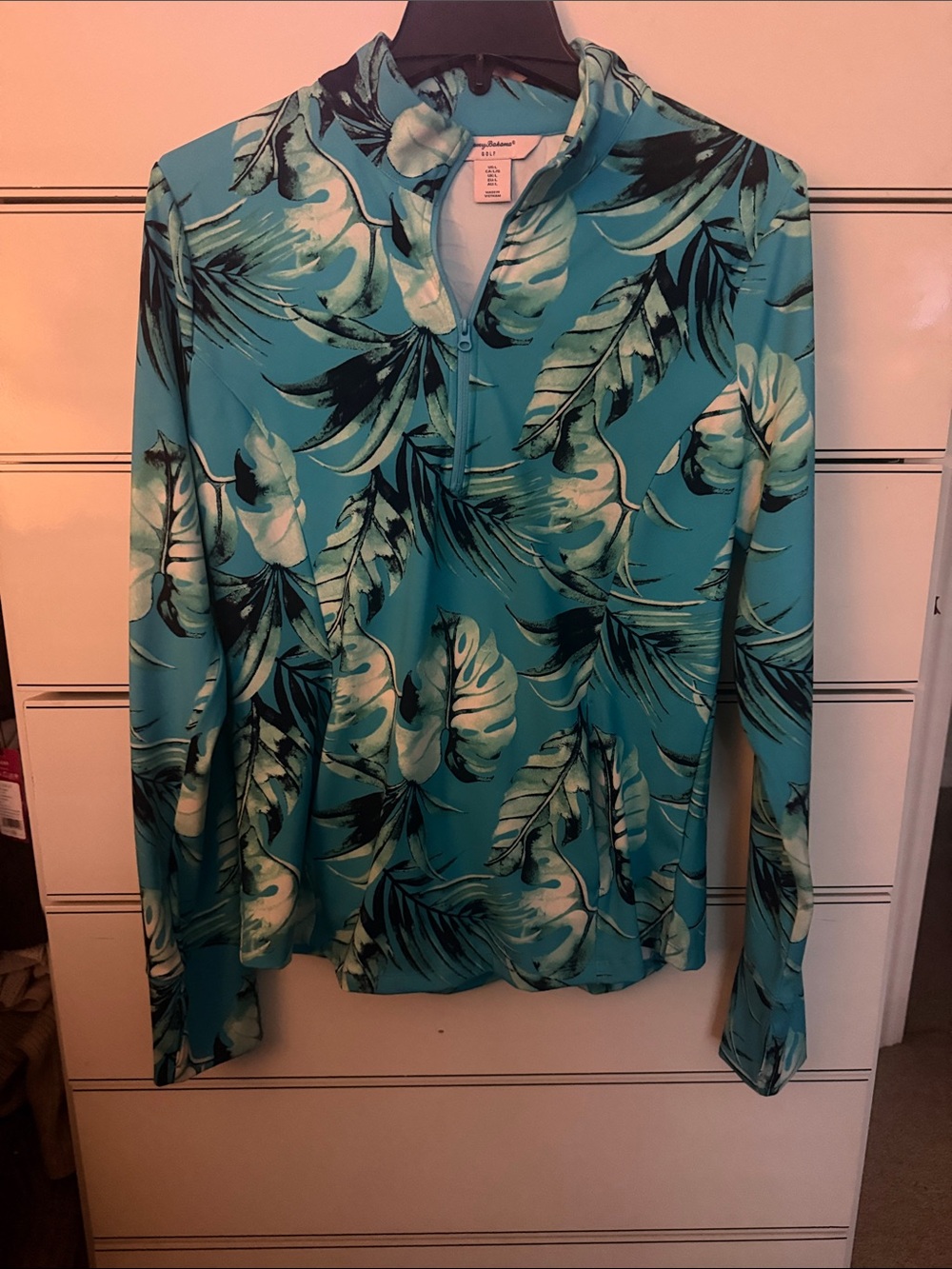 Tommy Bahama Teal Tropical Half-Zip Long Sleeve Top